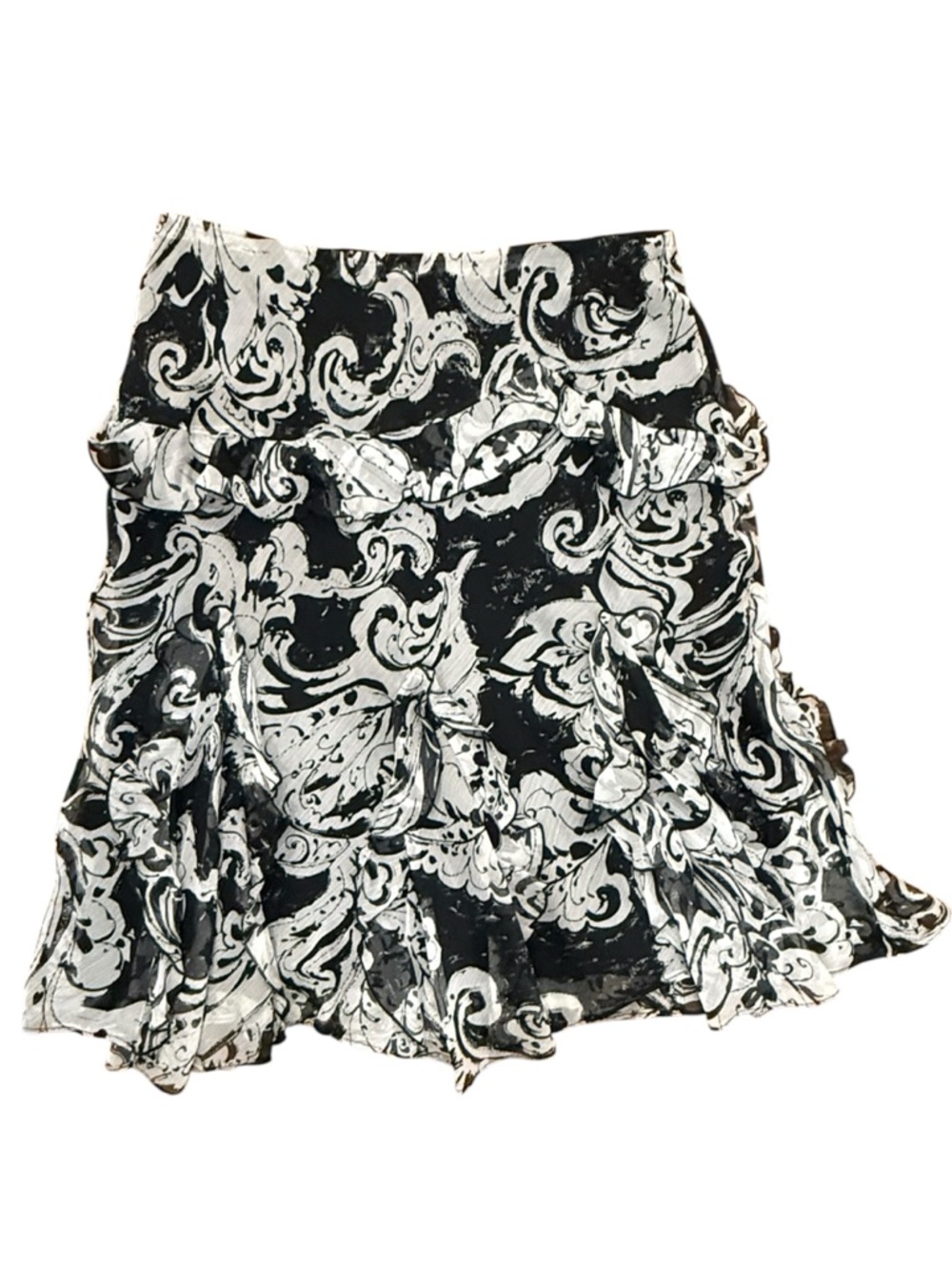 Lauren Ralph Lauren Black Pearl Paisley Print Ruffle Skirt. Medium. NEW.